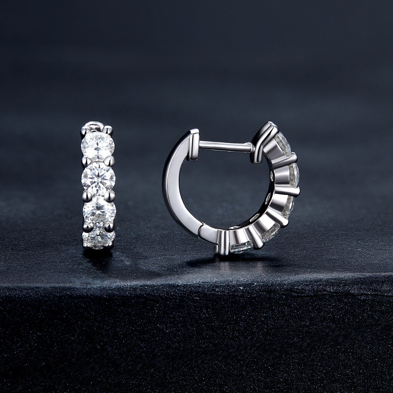 S925 Sterling Silver Moissanite Earrings, 1.3cm, Platinum Plated, for Women