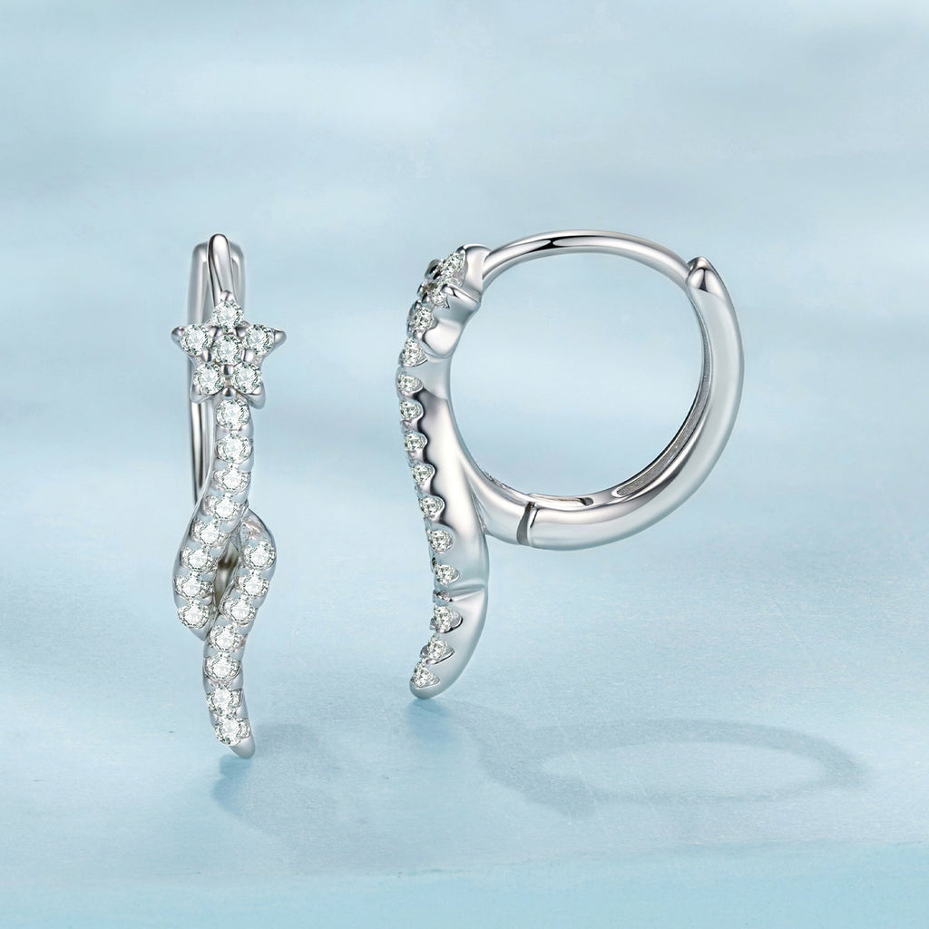 925 Sterling Silver Plated White Gold Earrings with CZ for Women