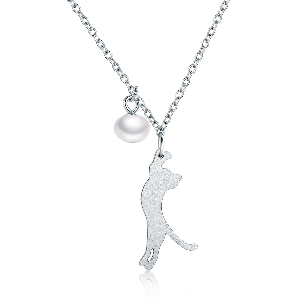 925 Sterling Silver 0.6 Carat Pearl Necklace for Women