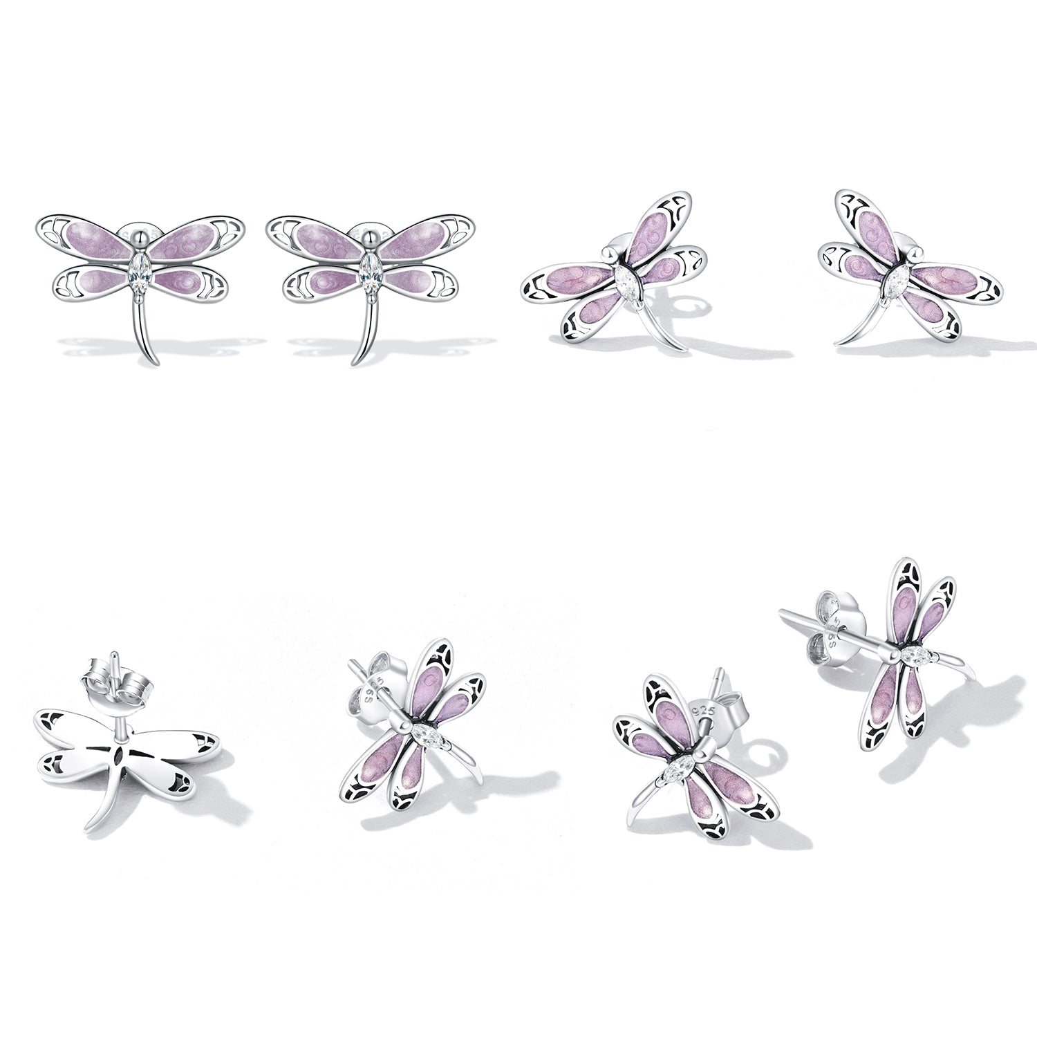 925 Sterling Silver Enamel Process Earrings with Pavé Setting CZ for Women