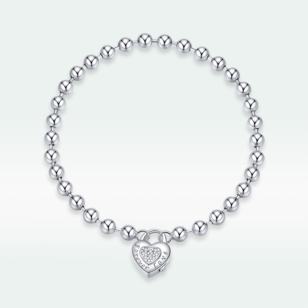 925 Sterling Silver Bracelet with Pavé Setting CZ and Platinum Plating, 17cm for Women