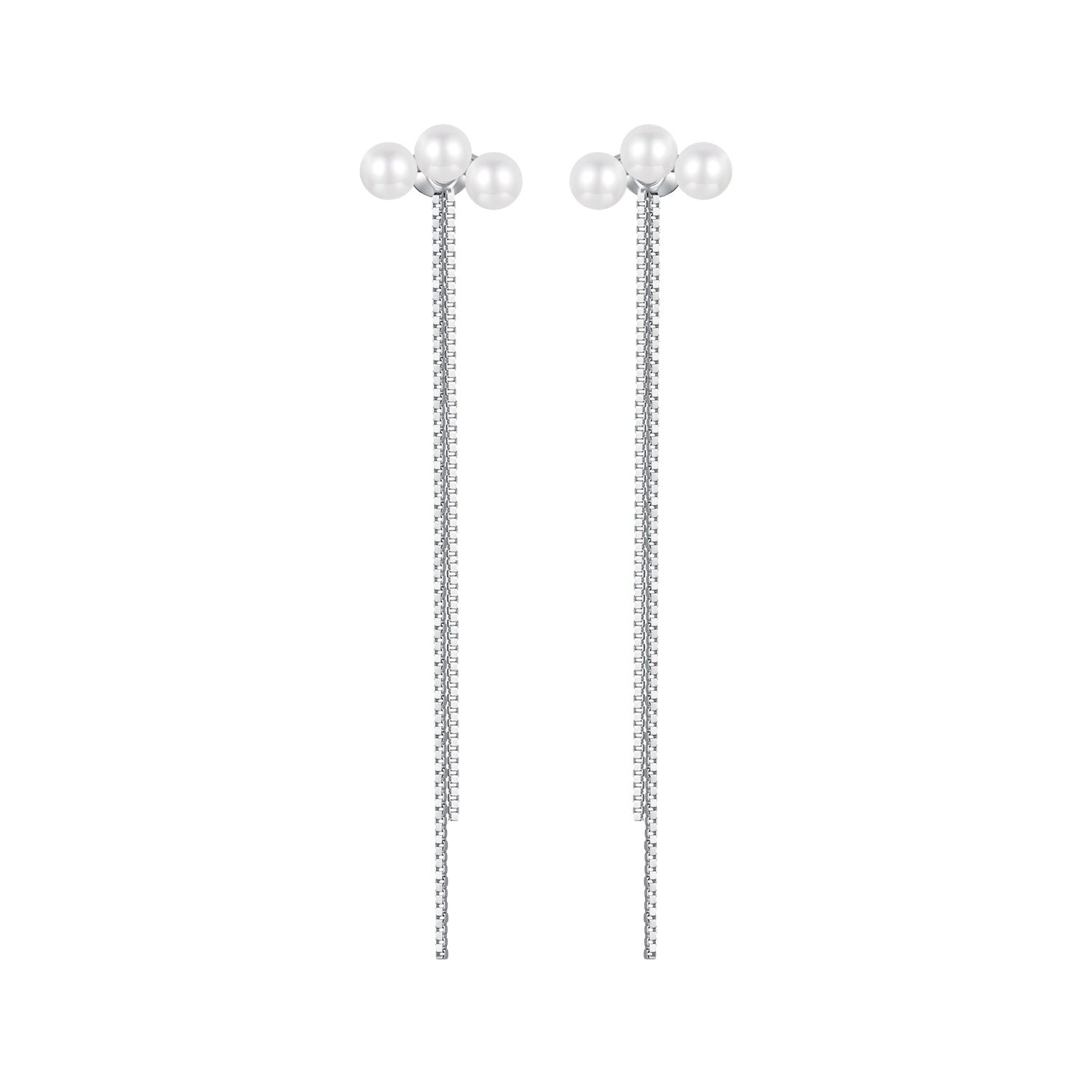 925 Sterling Silver White Gold Plated Shell Pearl Earrings