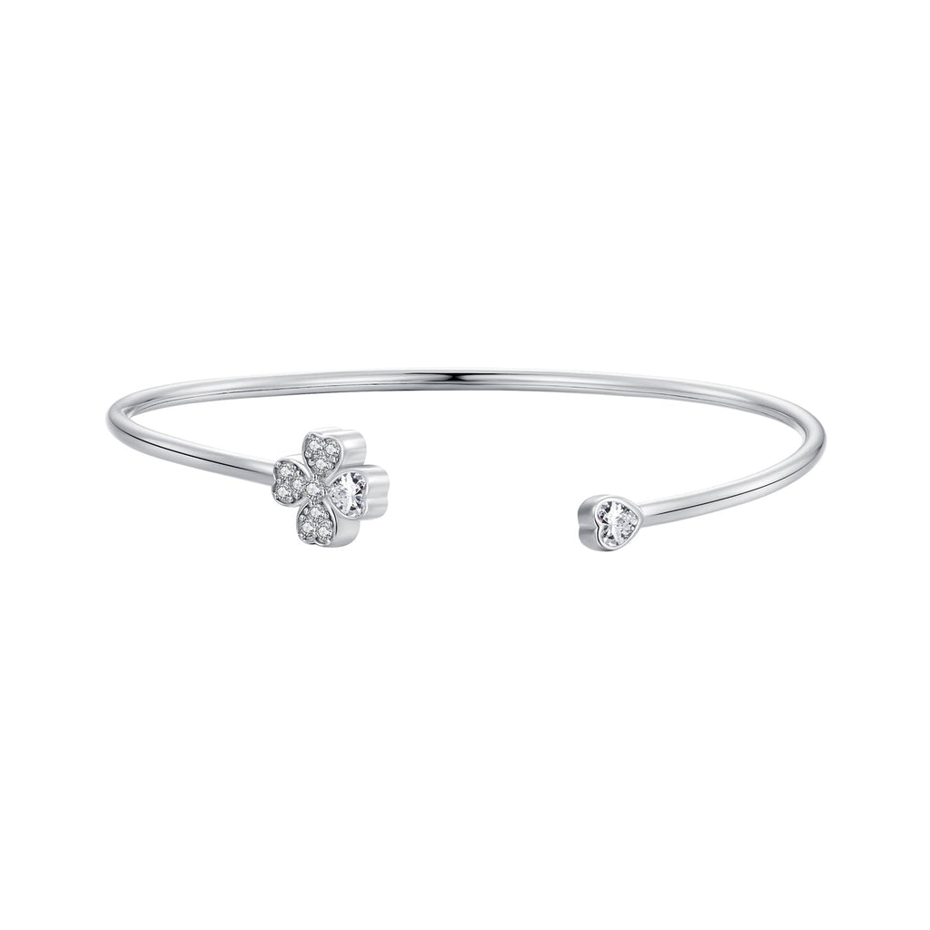 925 Sterling Silver Bracelet with Pavé Setting CZ, Inner Diameter 550mm, 2.0mm Wide, Unisex