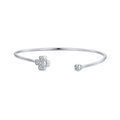 925 Sterling Silver Bracelet with Pavé Setting CZ, Inner Diameter 550mm, 2.0mm Wide, Unisex