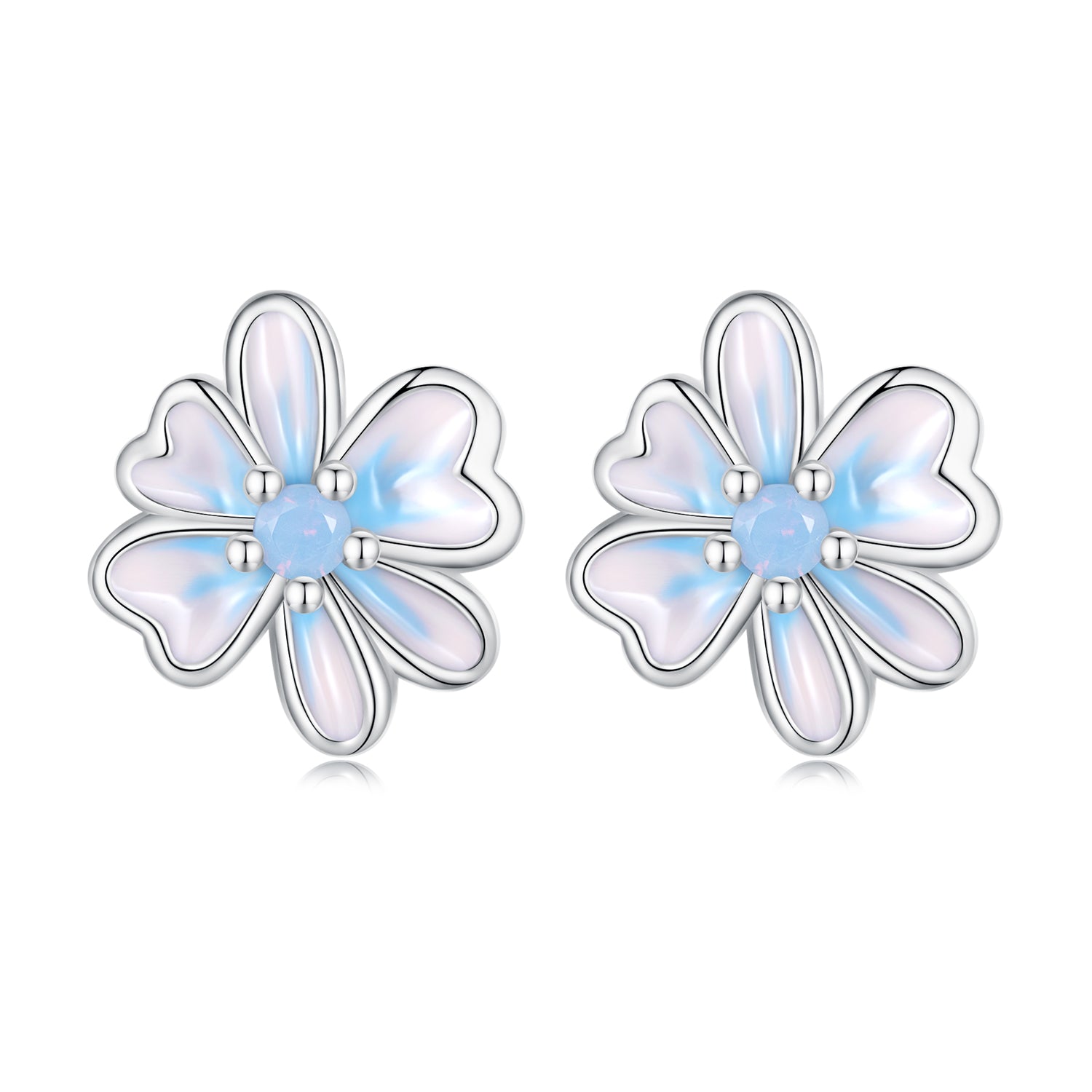 925 Sterling Silver Opal Nanometer Stone Enamel Earrings for Women