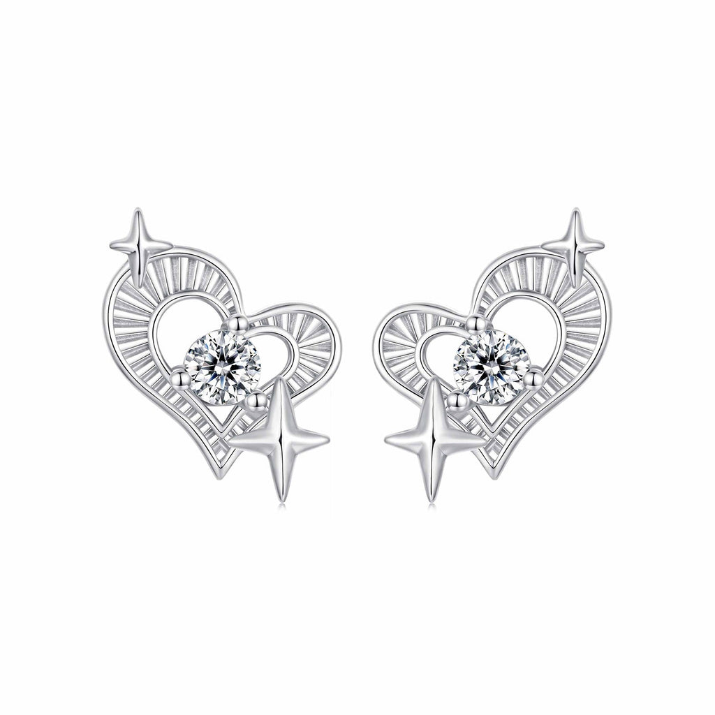 925 Sterling Silver Earrings with Pavé Setting CZ in White Gold