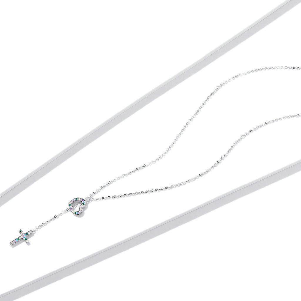 925 Sterling Silver Plated Necklace with Adjustable Length 42.5cm and CZ for Women