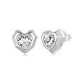 925 Sterling Silver Earrings with Pavé Setting CZ in White Gold, 0.8 x 0.9 cm