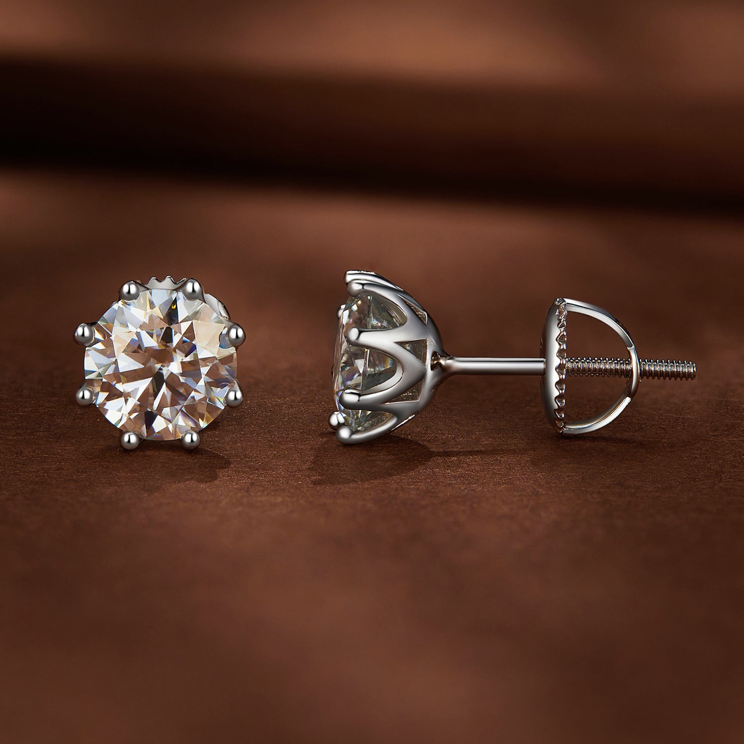 S925 Silver 0.5 Carat Moissanite Earrings 6.0mm for Women
