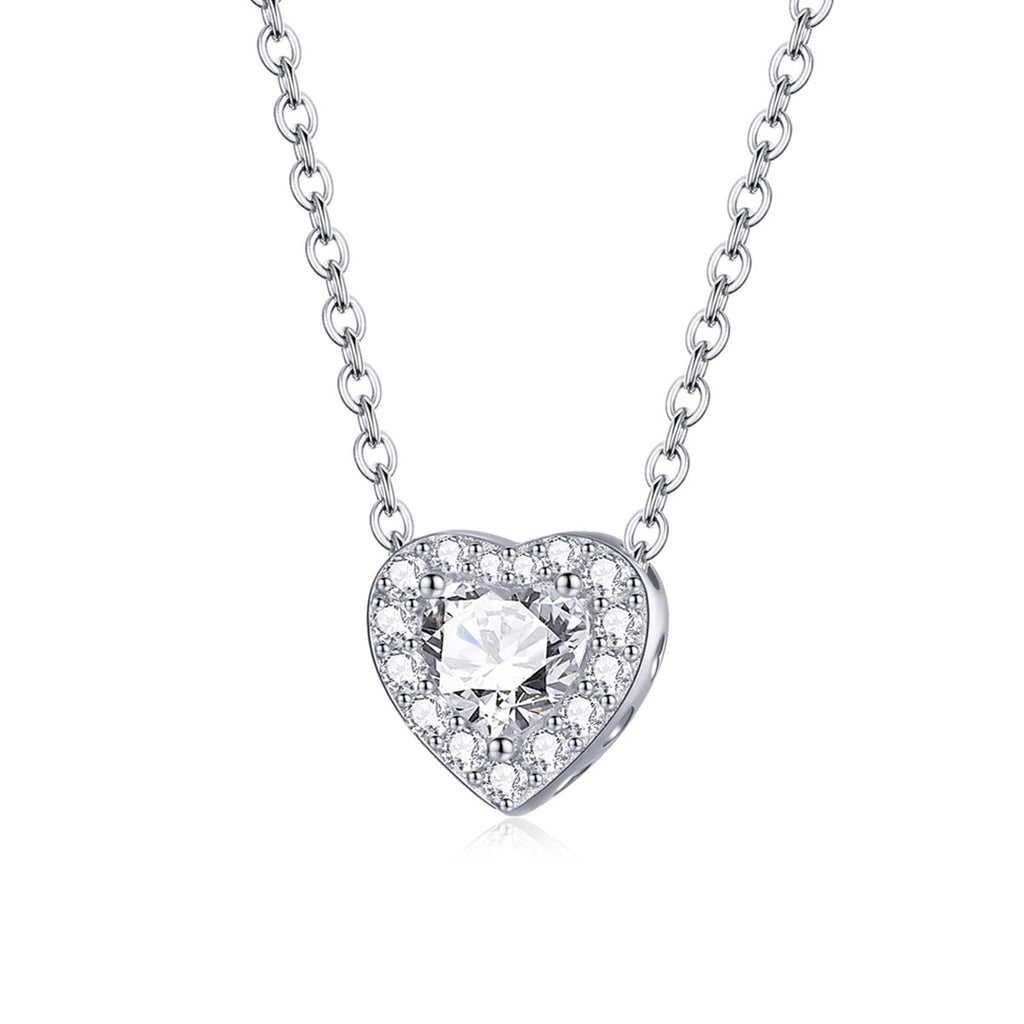 925 Sterling Silver Adjustable Cubic Zirconia Pendant Necklace for Women