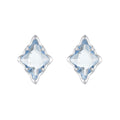 925 Sterling Silver Earrings with Transparent Glass and White Gold Plating