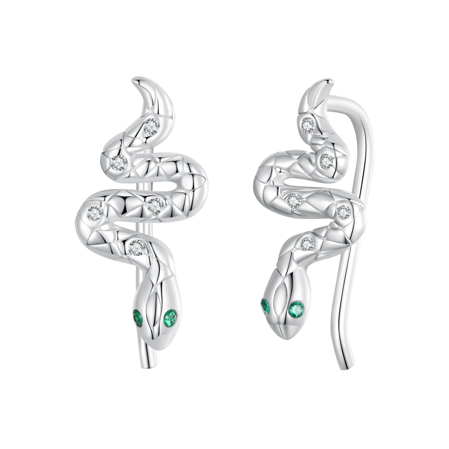 925 Sterling Silver Earrings with Pavé Setting and White Gold Plating for Women