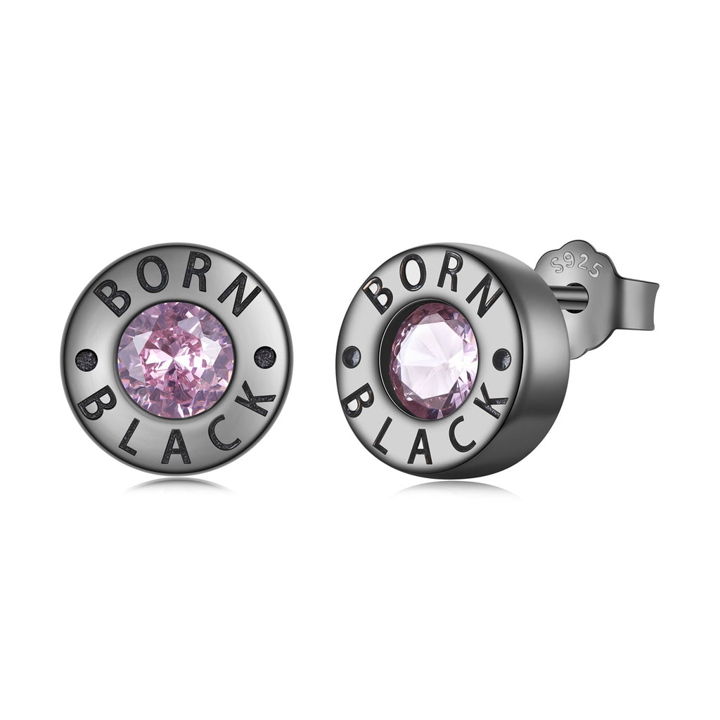 925 Sterling Silver Earrings with Black Gold Plating and CZ