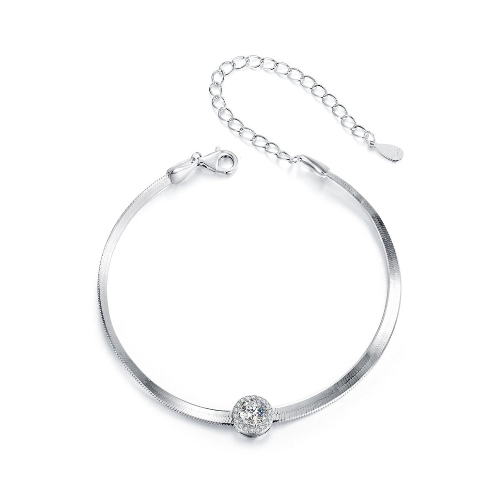 925 Sterling Silver 5.0mm Moissanite Bracelet with White Gold Plating for Women