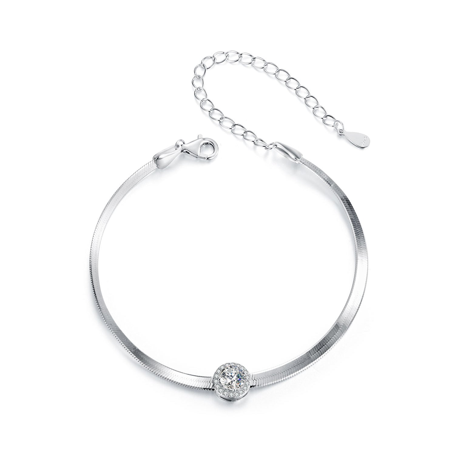 925 Sterling Silver 5.0mm Moissanite Bracelet with White Gold Plating for Women