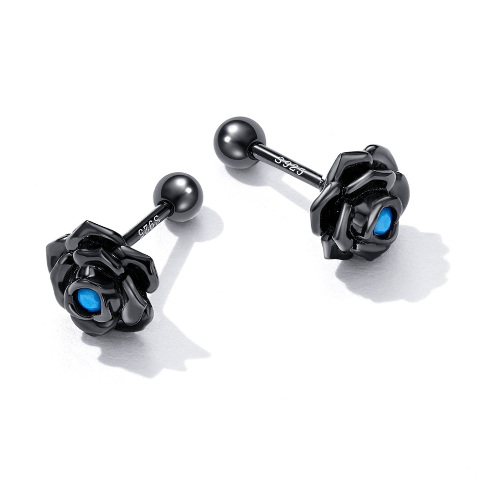 925 Sterling Silver Earrings with Turquoise and Black Gold Finish