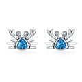 925 Sterling Silver Oxidized CZ Earrings 0.7cm x 1cm for Women