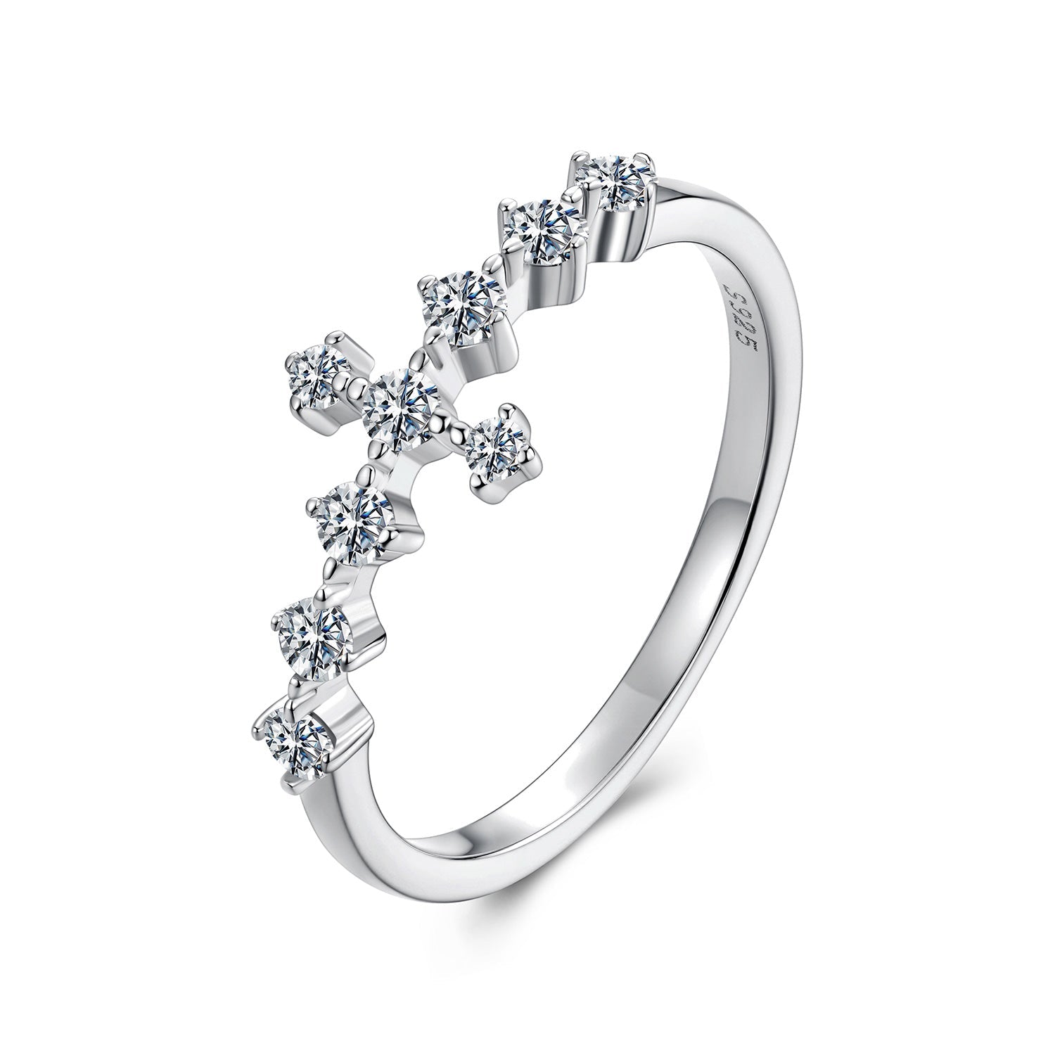 925 Sterling Silver Moissanite 0.15-0.20 Carat Ring for Women, Size 6