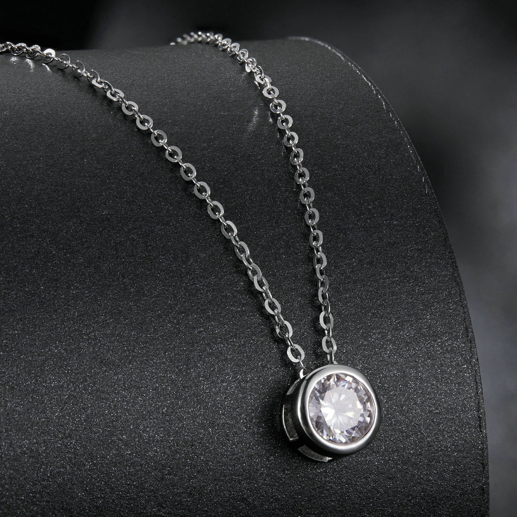 S925 Sterling Silver Moissanite Necklace 400mm with 1ct Moissanite for Women