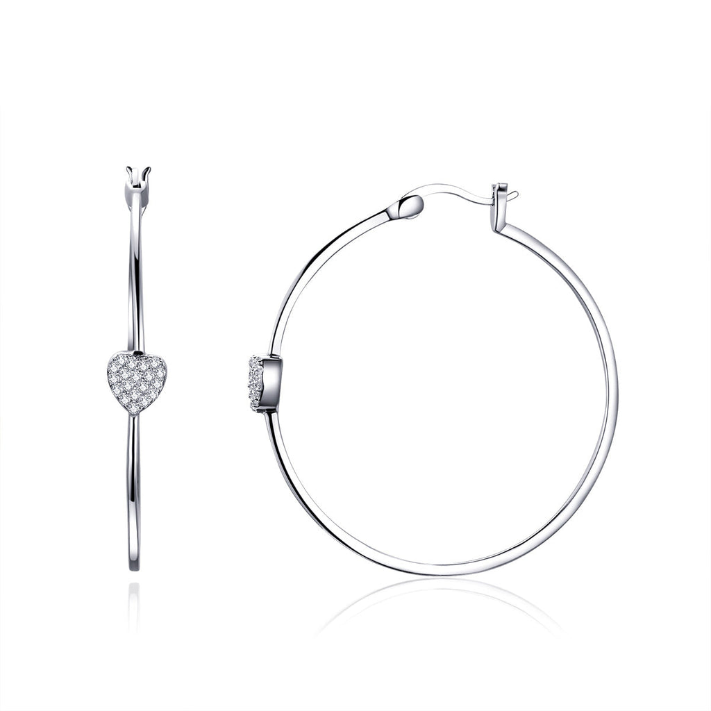 925 Sterling Silver Earrings with CZ, Size 3.8*0.6cm, Women's Jewelry