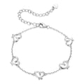 925 Sterling Silver 15+6cm 0.8cm Heart White Gold Plated Bracelet for Women