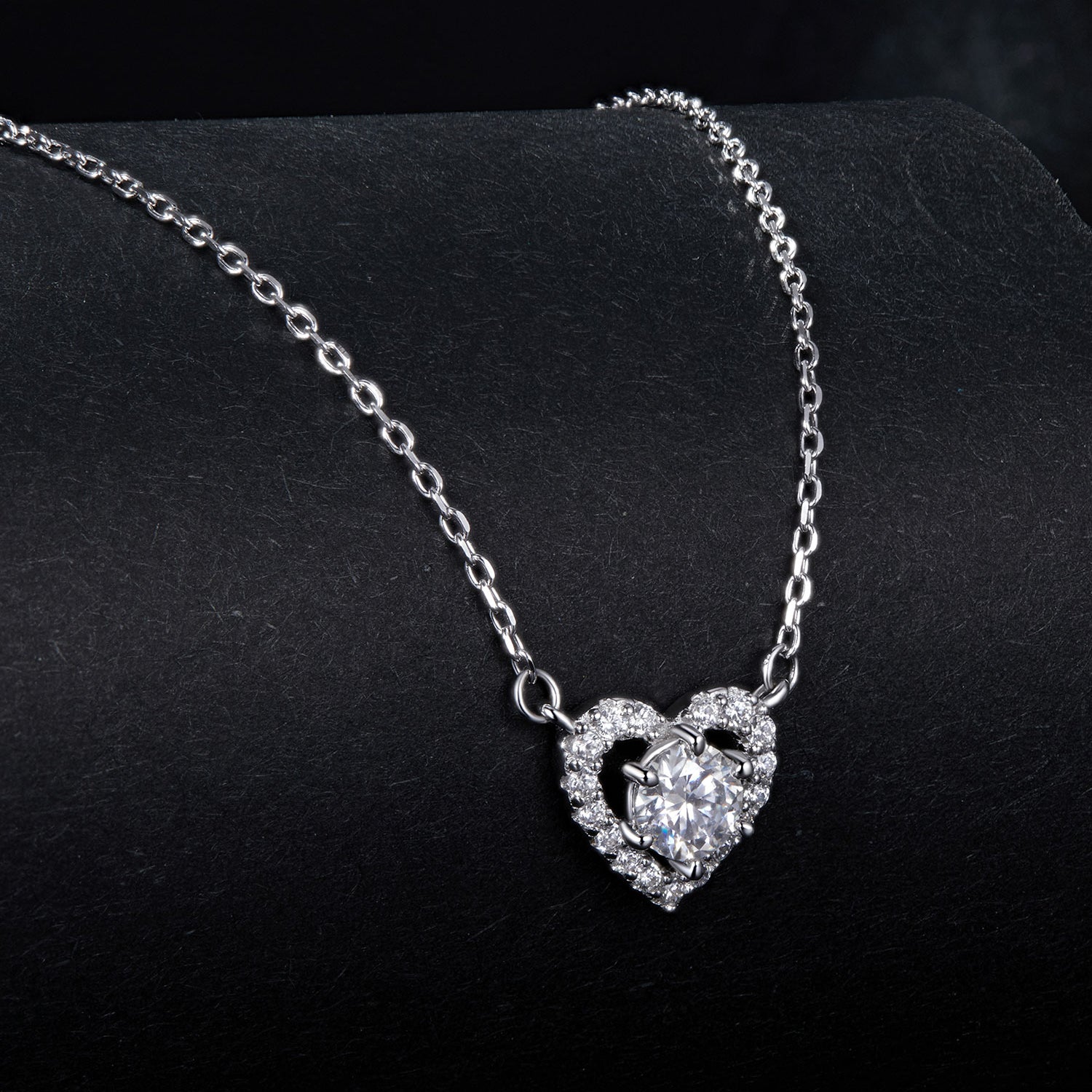 925 Sterling Silver Moissanite 0.5 Carat Necklace with CZ for Women