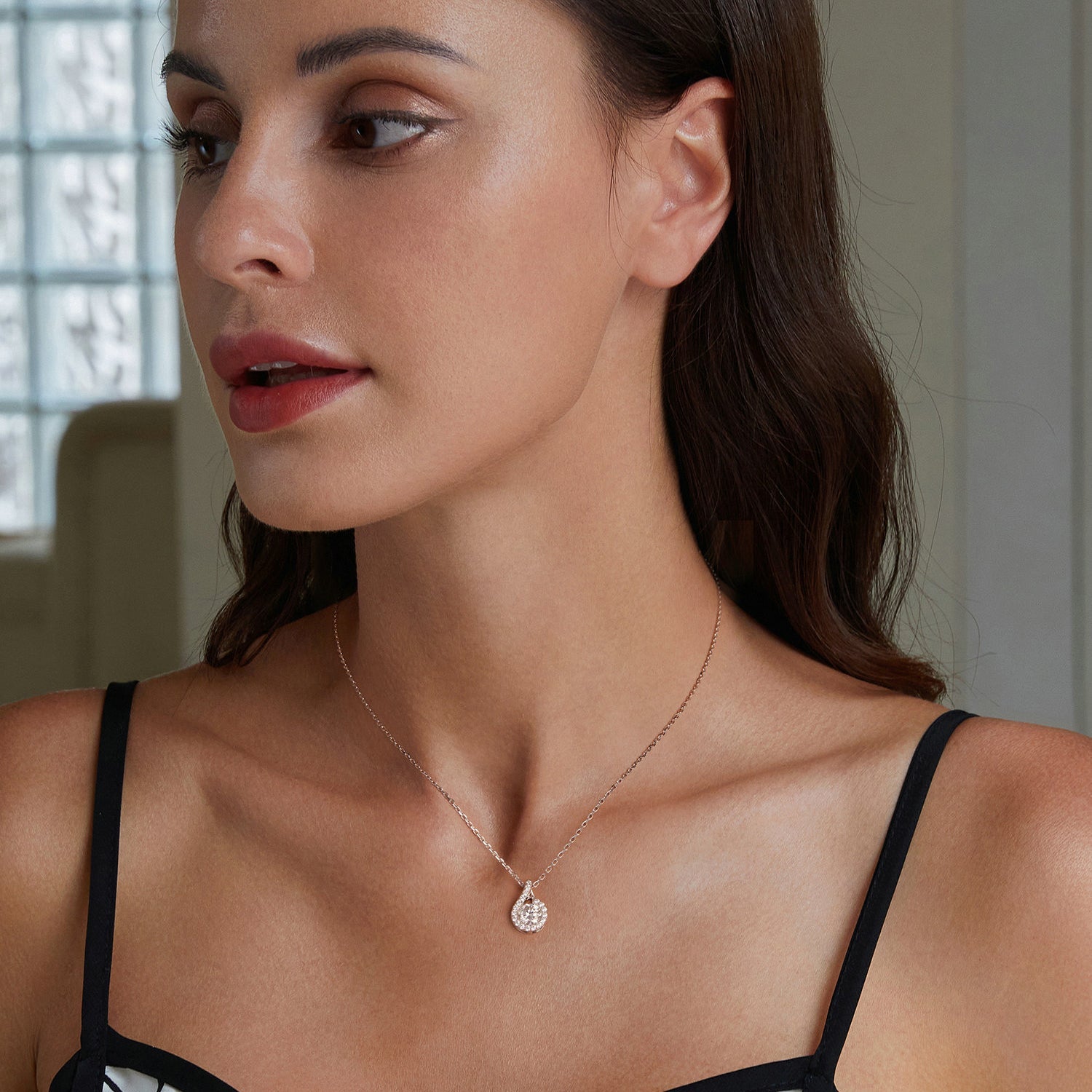 925 Sterling Silver Moissanite Necklace with CZ, 400mm Length, 15x10mm Pendant for Women