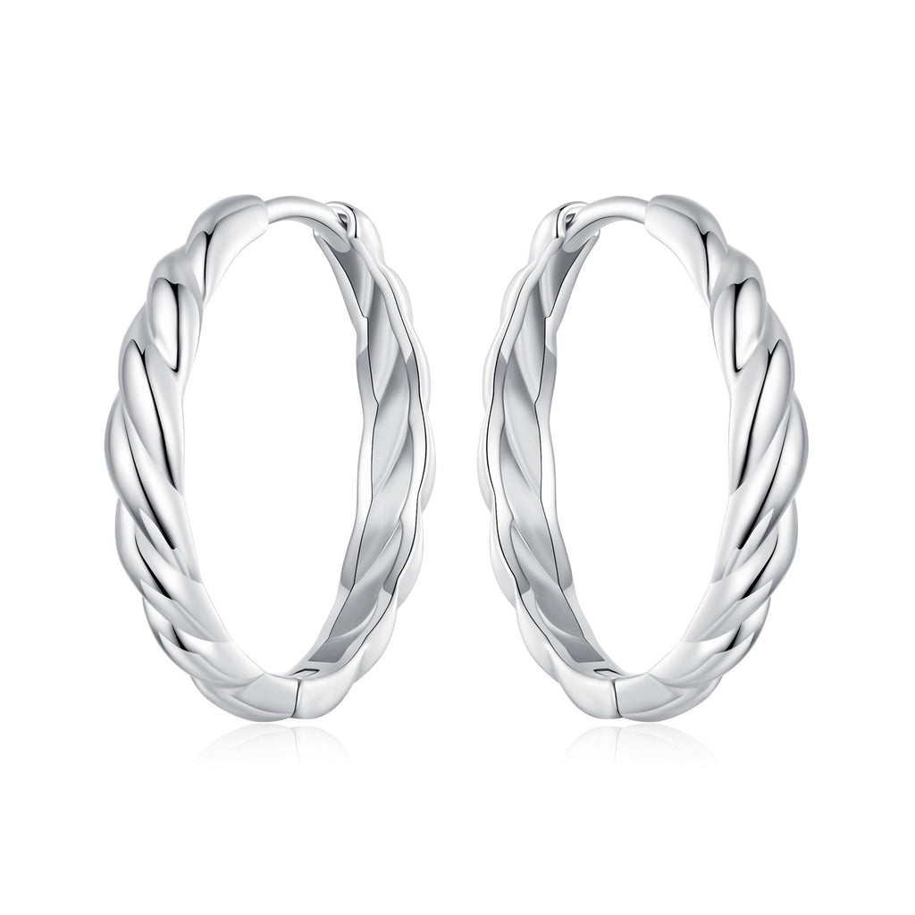 925 Sterling Silver Plated White Gold Earrings for Women - Size 11*3mm