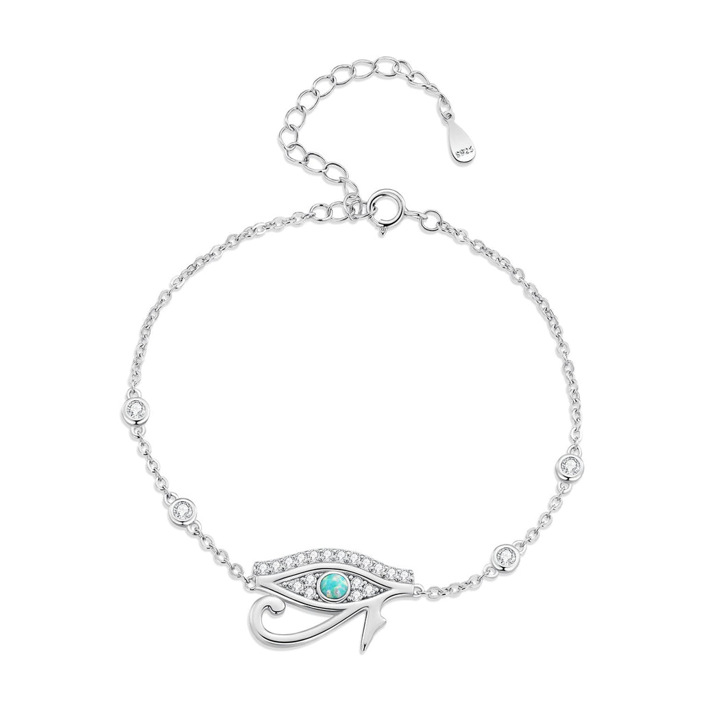 925 Sterling Silver Pavé Setting CZ & Translucent Opal Bracelet 160+50mm for Women