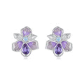925 Sterling Silver Earrings with Nano Opal Stone and CZ, White Gold Plated, 0.7cm, for Women