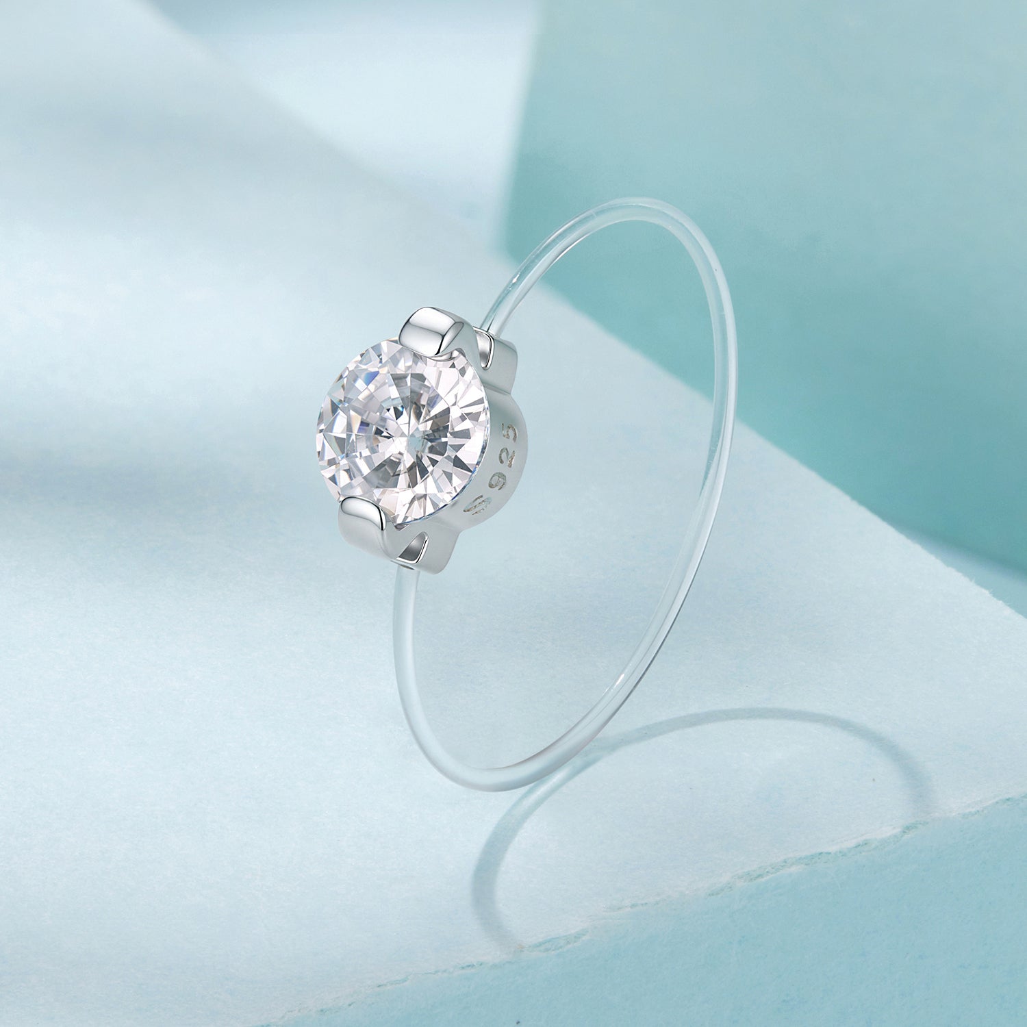 925 Sterling Silver White Gold Plated CZ Ring Size 6 for Women