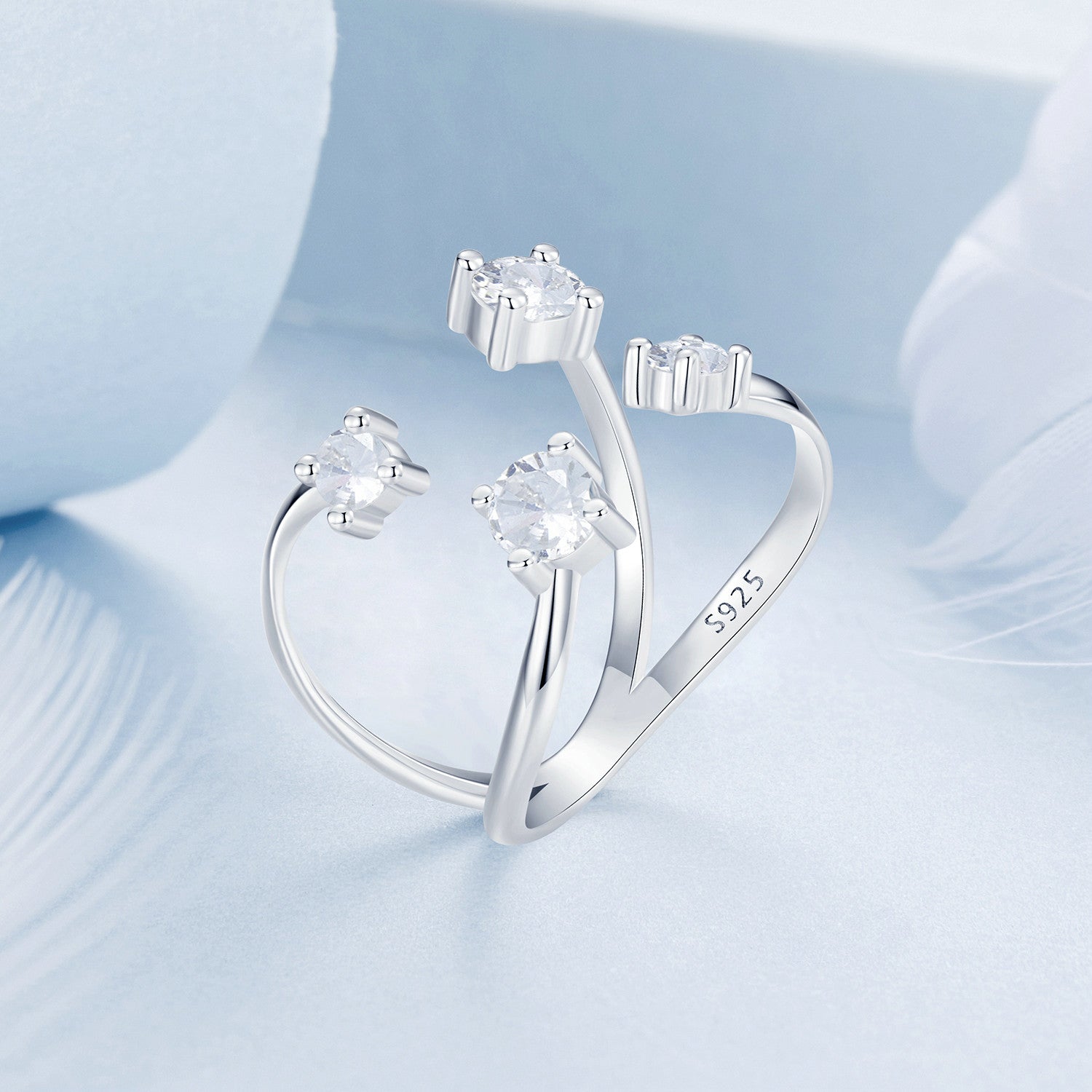 925 Sterling Silver White Gold Plated Pavé Set CZ Ring 2.5-13.5mm for Women