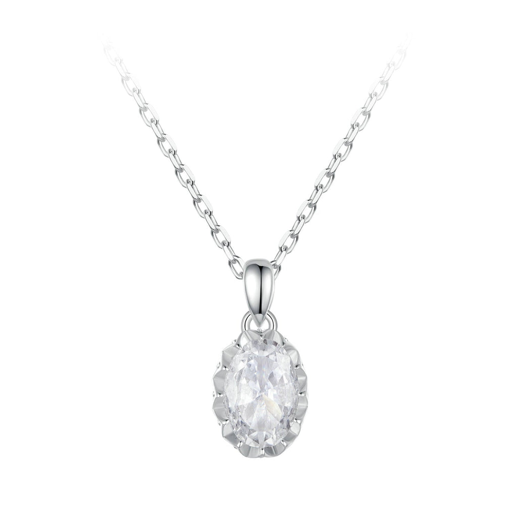 925 Sterling Silver 1 Carat Moissanite Necklace with Pavé Setting, 400 mm Length for Women