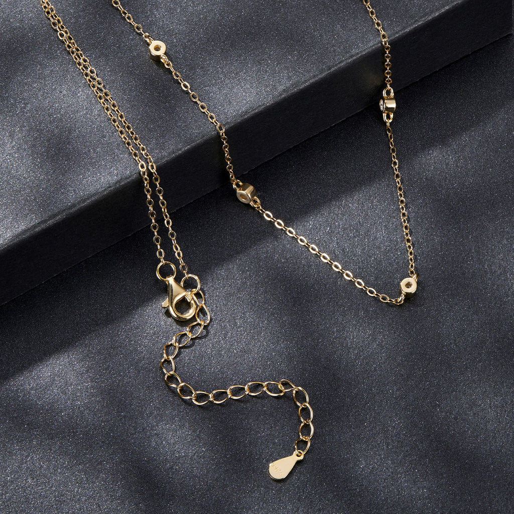925 Sterling Silver White Gold Plated Adjustable Moissanite Necklace for Women