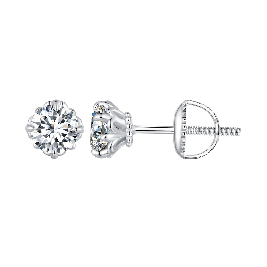 925 Sterling Silver & Moissanite 0.7cm Earrings Style L for Women