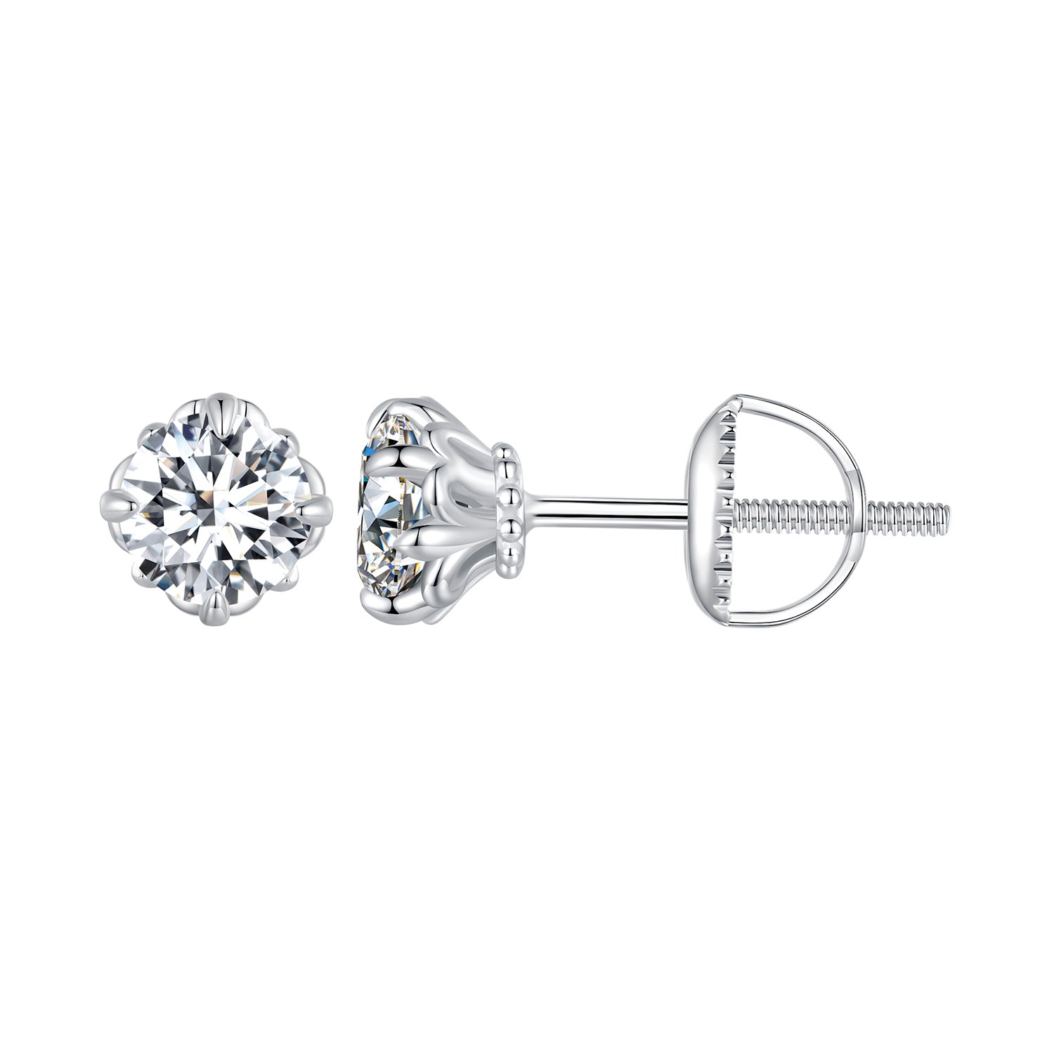 925 Sterling Silver & Moissanite 0.7cm Earrings Style L for Women