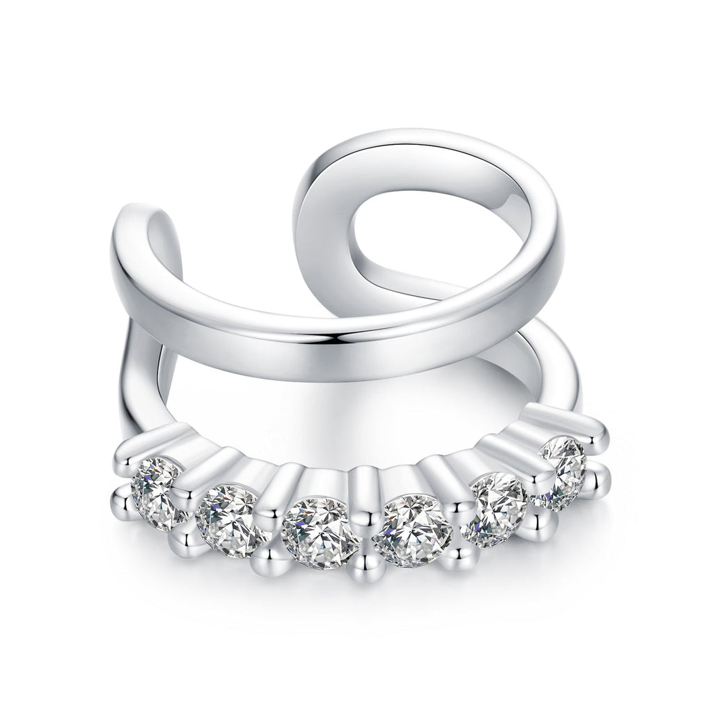 925 Sterling Silver Earrings with Pavé Setting CZ in Platinum