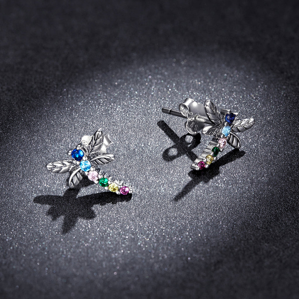 925 Sterling Silver Earrings with Pavé Setting CZ in Oxidized Silver