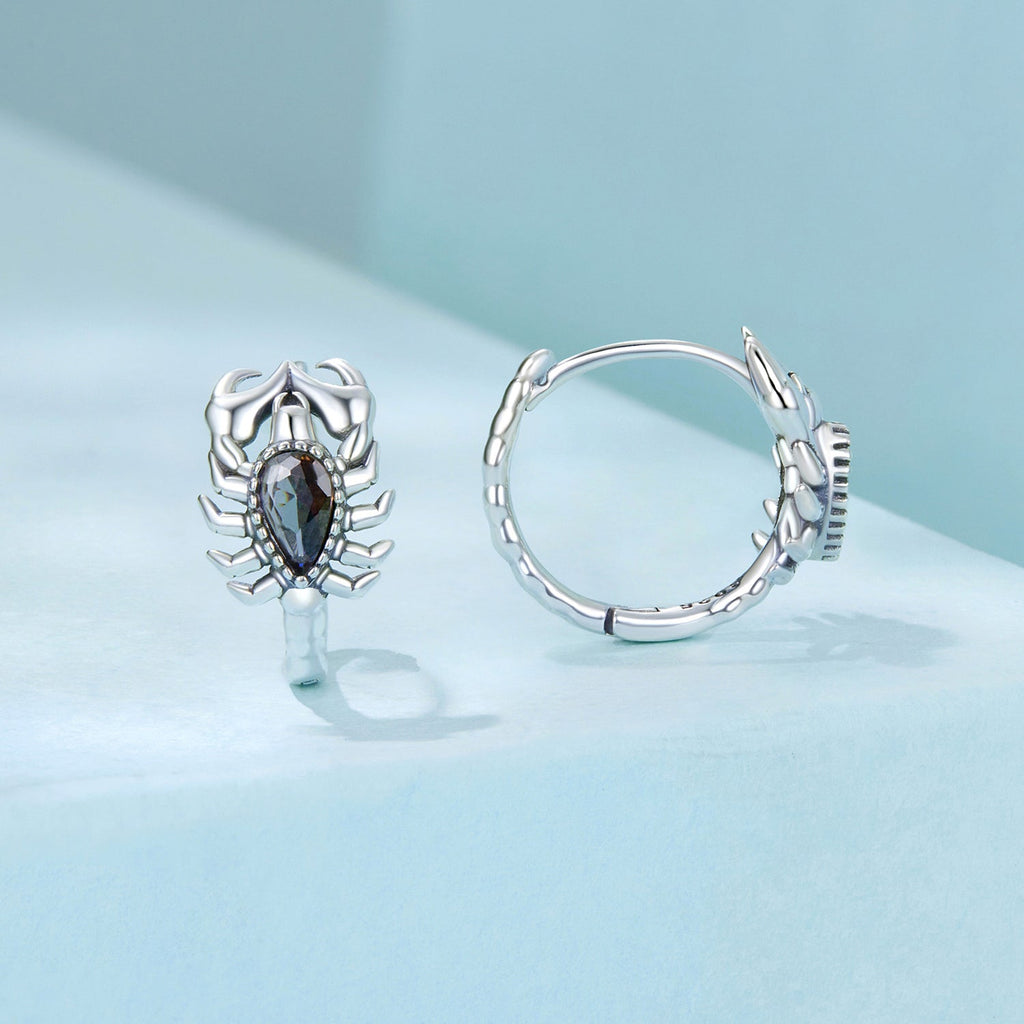 925 Sterling Silver Earrings with Transparent Glass - 13*8mm for Women