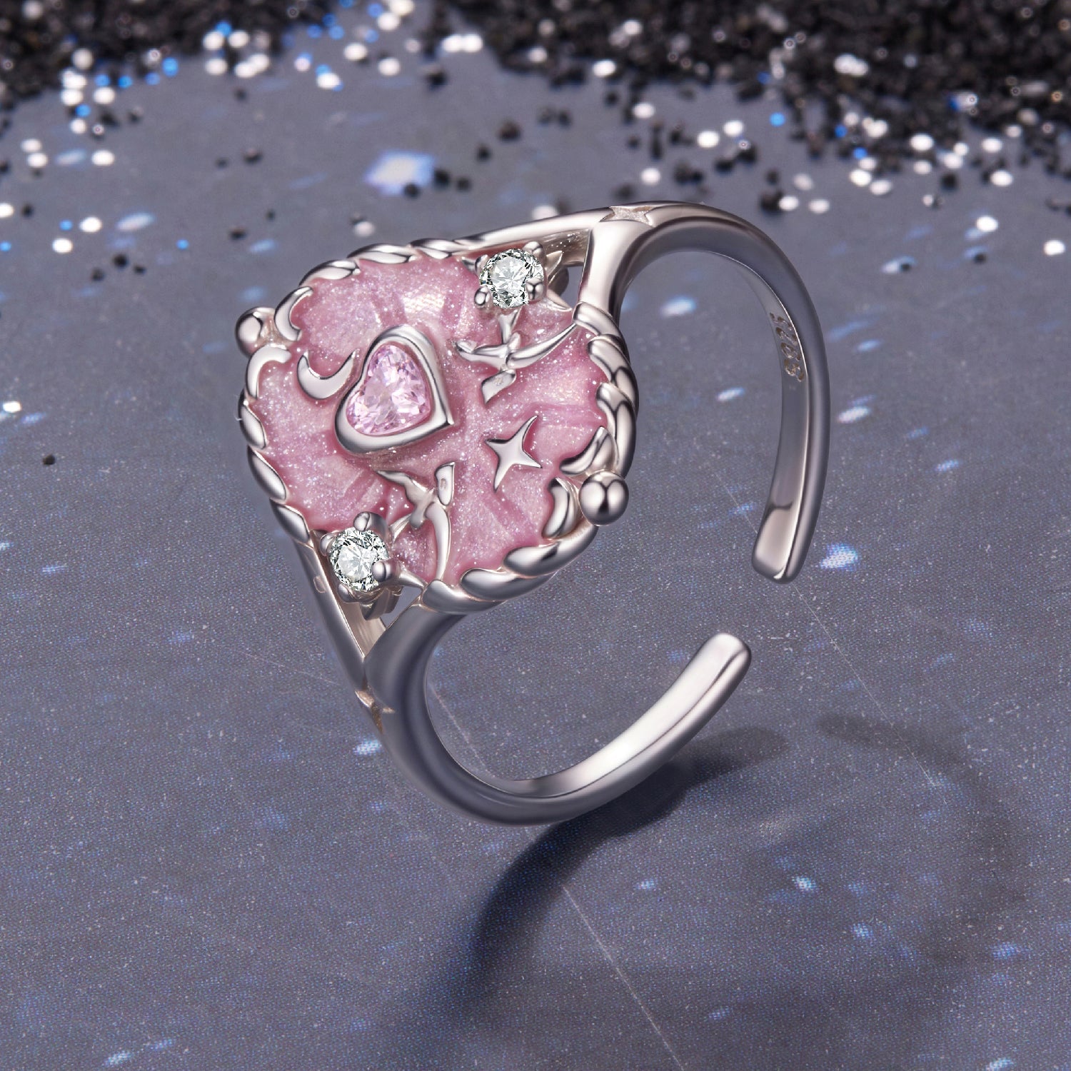 925 Sterling Silver Pendant 0.15cm Enamel CZ Ring for Women