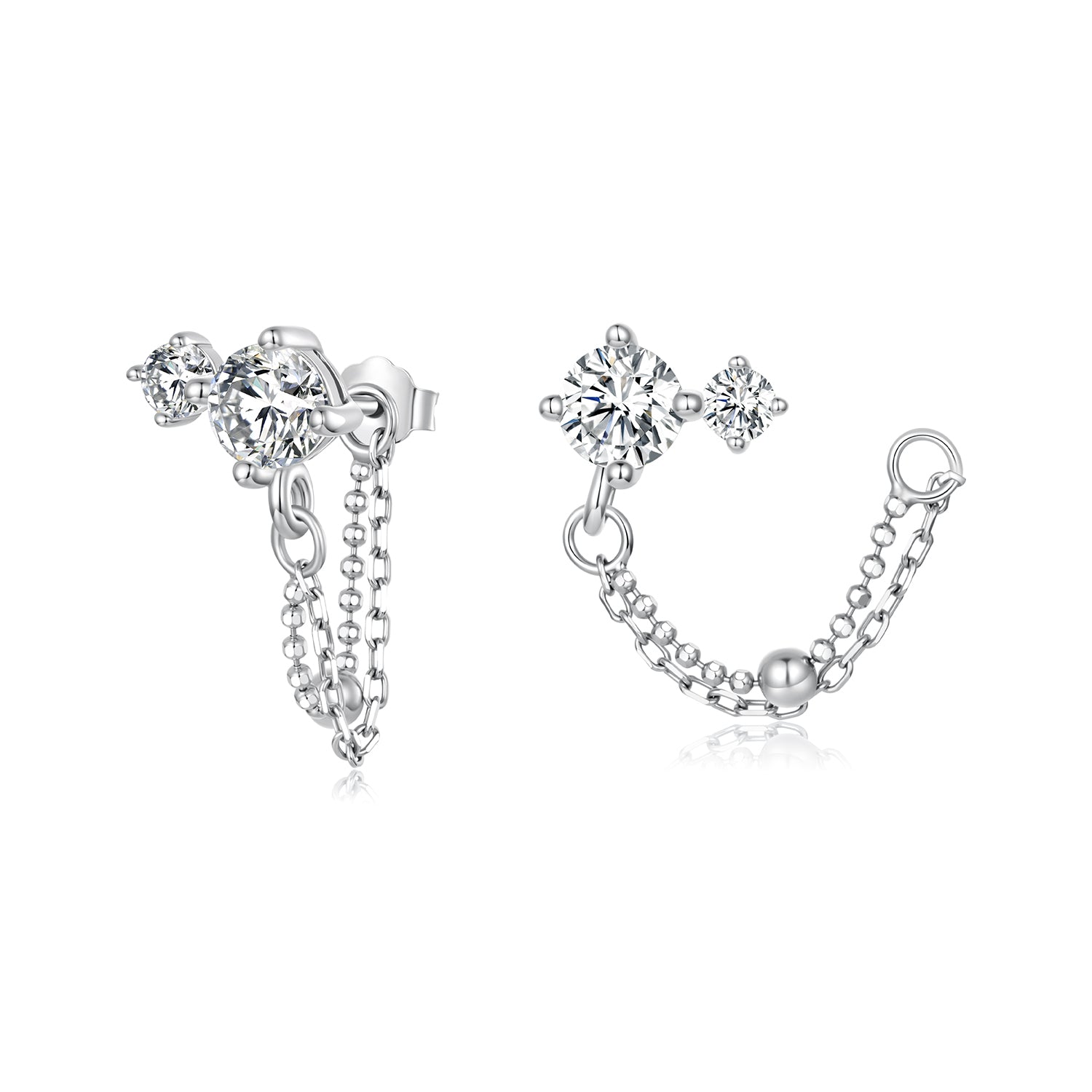 925 Sterling Silver White Gold Plated Pavé Setting CZ Earrings, 1.5cm for Women