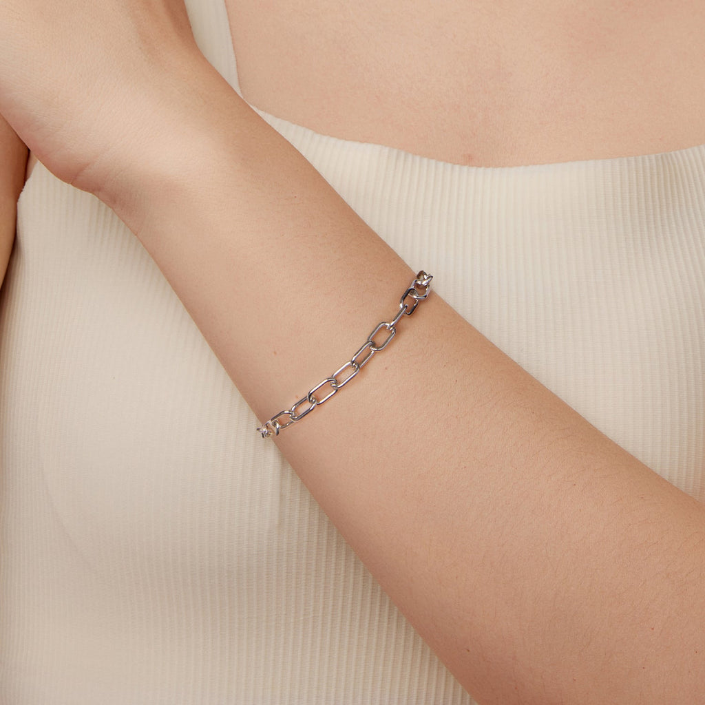 925 Sterling Silver White Gold Plated 15+6cm Adjustable Bracelet for Women