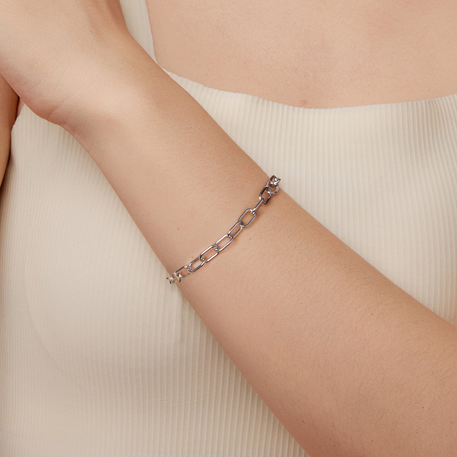 925 Sterling Silver White Gold Plated 15+6cm Adjustable Bracelet for Women