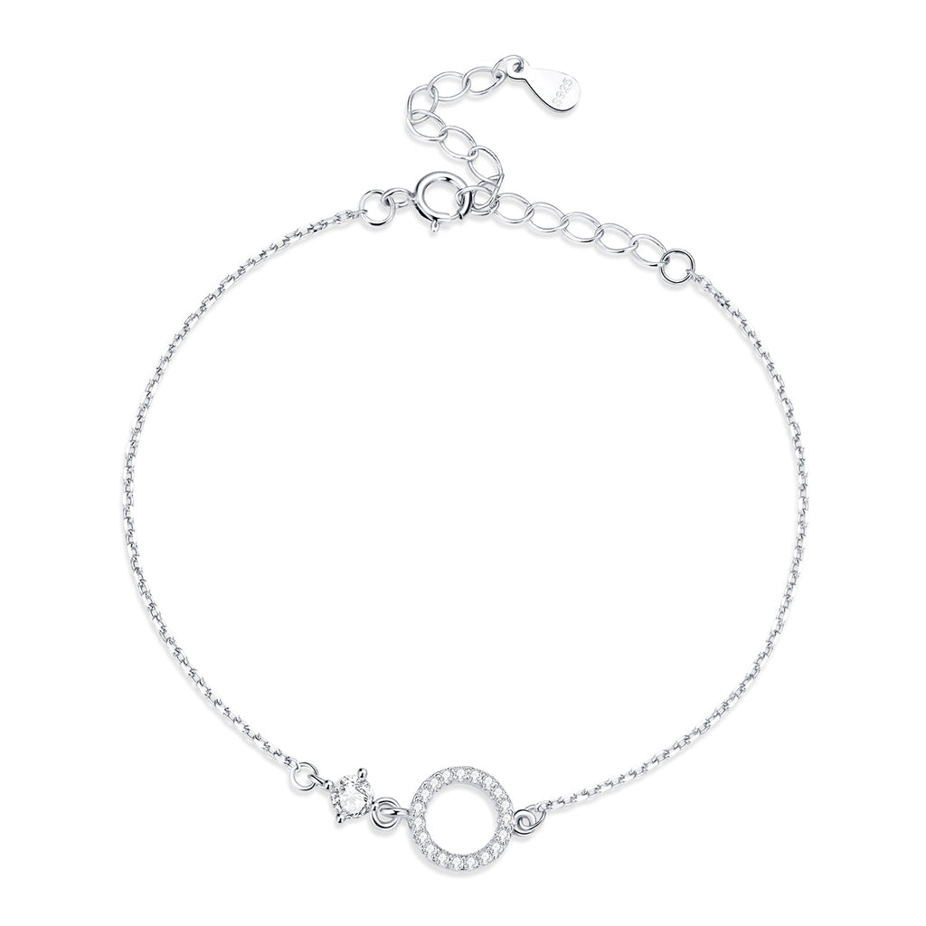 925 Sterling Silver Adjustable Bracelet with Pavé Set CZ for Women