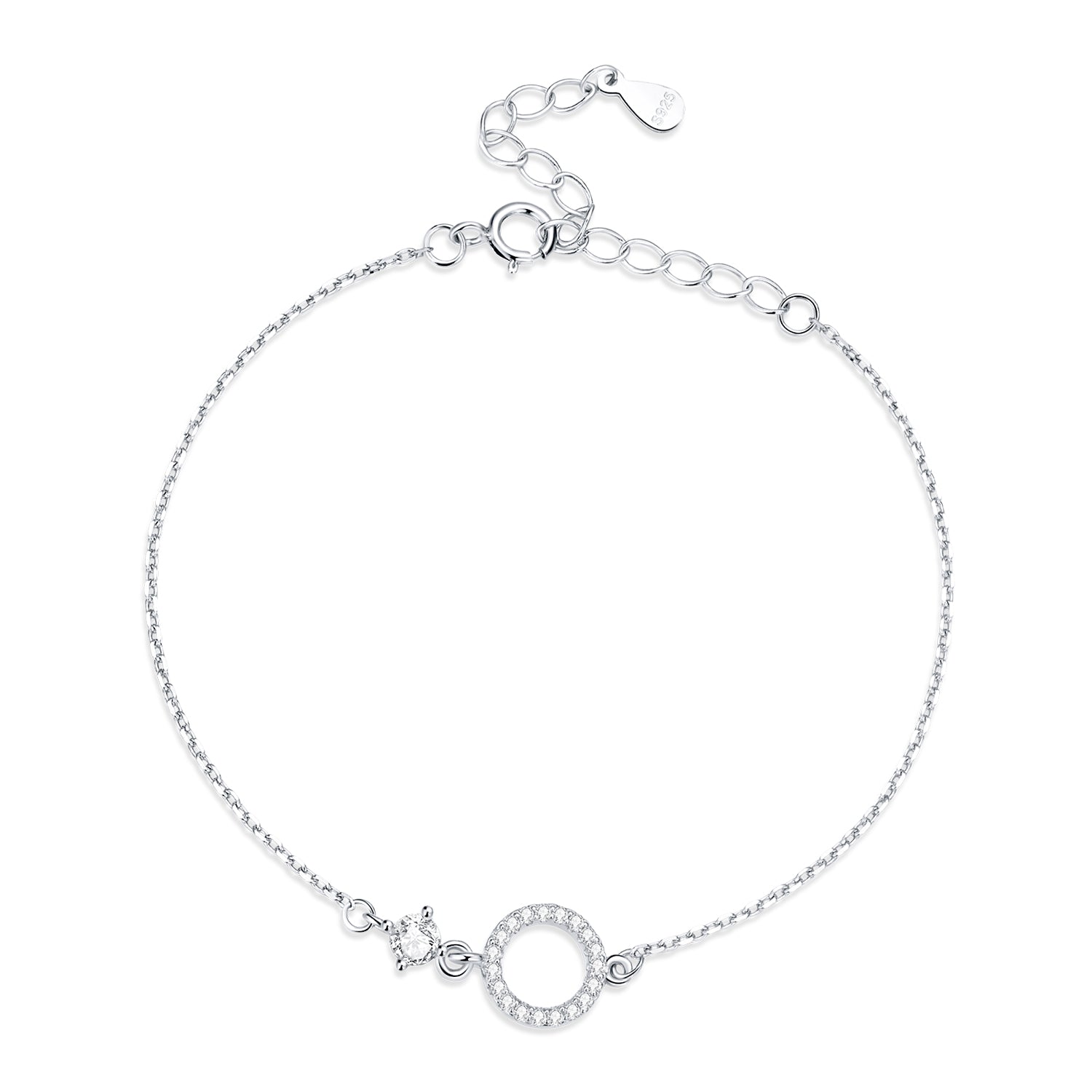 925 Sterling Silver Adjustable Bracelet with Pavé Set CZ for Women