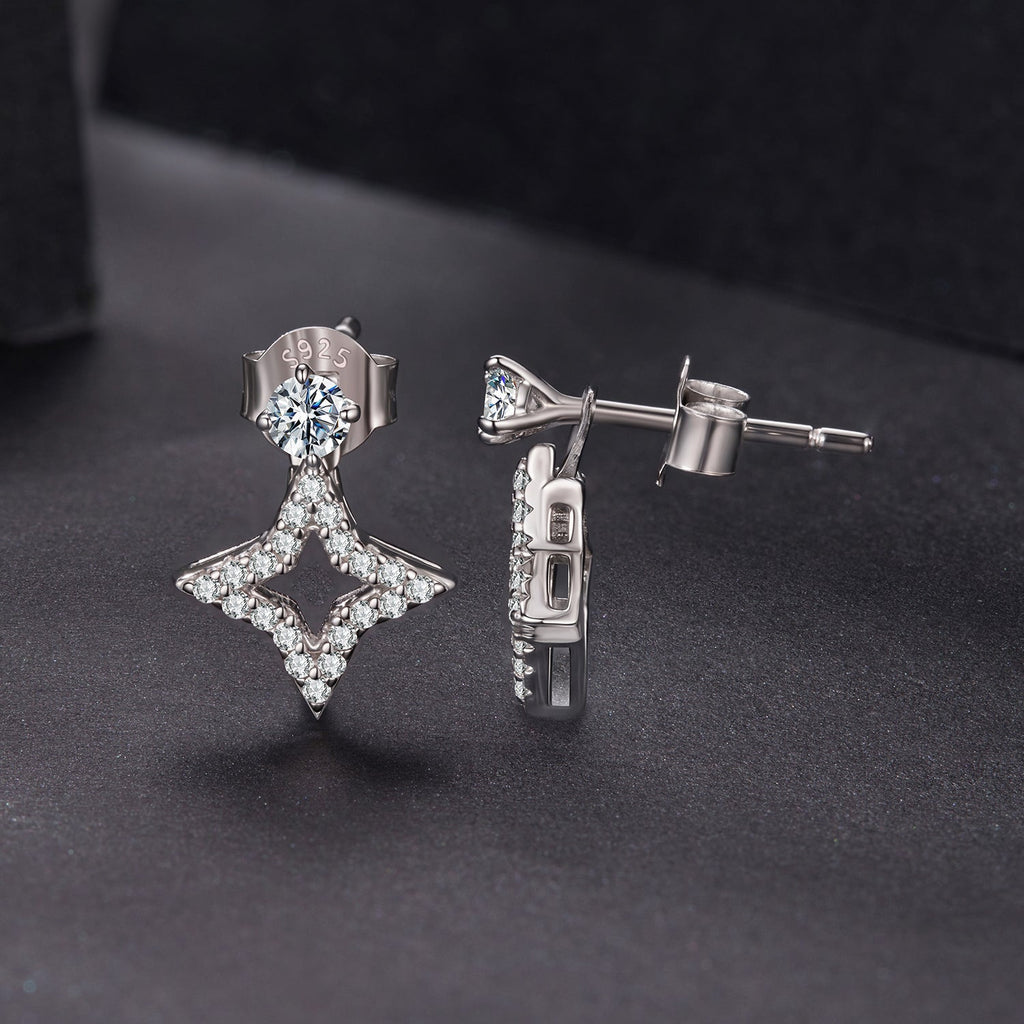925 Sterling Silver Moissanite 0.1ct Earrings for Women