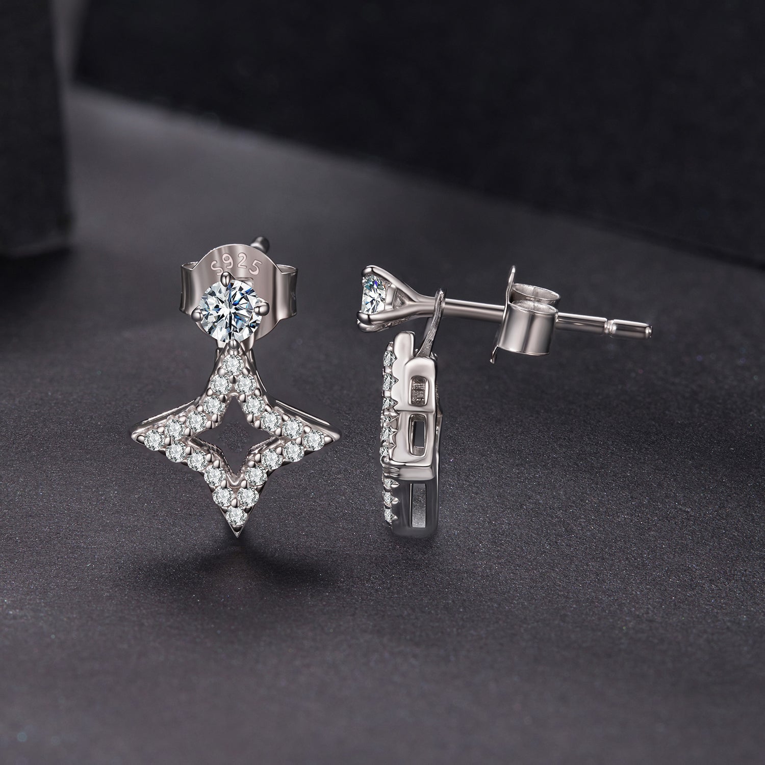925 Sterling Silver Moissanite 0.1ct Earrings for Women