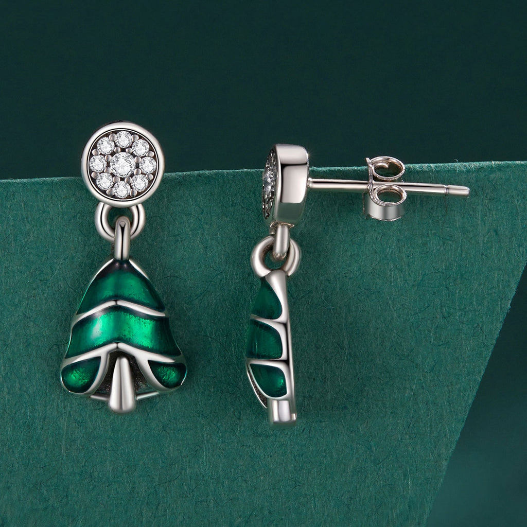 925 Sterling Silver Earrings with Enamel and Pavé Set CZ in Oxidized Silver