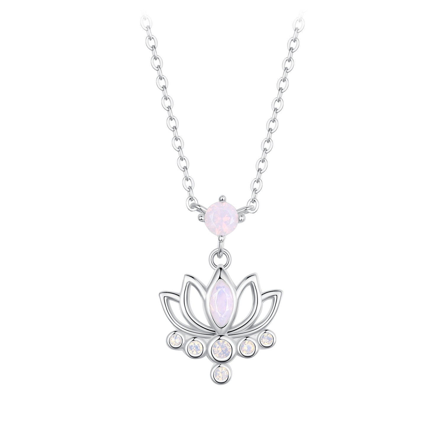 925 Sterling Silver Opal Nanometer Stone Necklace for Women
