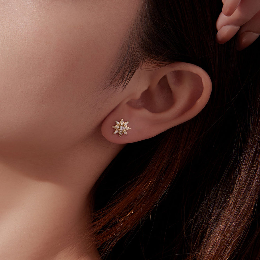 925 Sterling Silver Pavé Setting Gold Plated Earrings